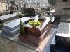 tombe granit avec fleurs